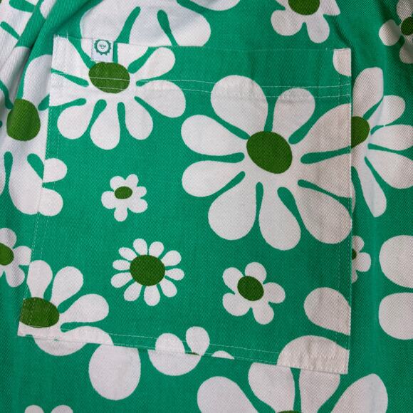 Big Bud Press Work Shorts Green Daisy Floral Print Women's 6XL Boho Indie Twee - Picture 3 of 9
